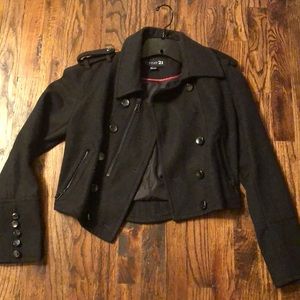 Charcoal Grey/Black Cropped Military Style Jacket